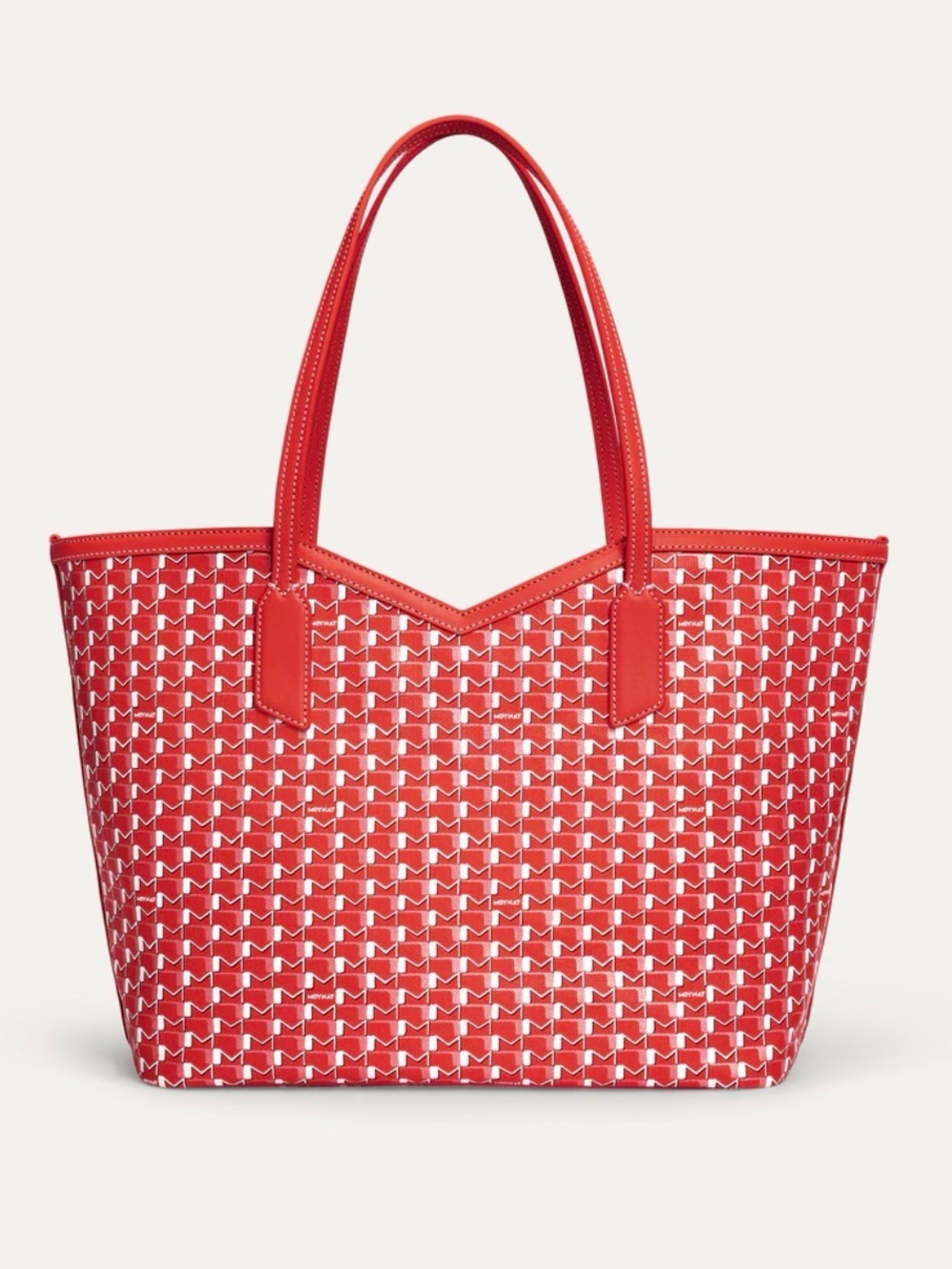 Moynat M Tote MM in Red and White - Like New
